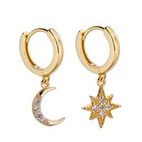 Fashion Alloy Star Moon Earrings Daily Plating Rhinestone Drop Earrings 1 Set sku image 2