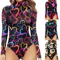 Summer New 2022 Fashion Women Long Sleeve Printed Bottoming One-piece Jumpsuit main image 1