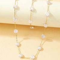 Fashion Simple Pearls Stitching Geometric Female Alloy Necklace Bracelet Set sku image 1