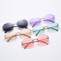 New Style Small Oval Frameless Multicolor Metal Sunglasses main image 3