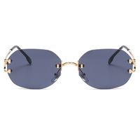 New Style Small Oval Frameless Multicolor Metal Sunglasses main image 5