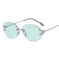 New Style Small Oval Frameless Multicolor Metal Sunglasses main image 4