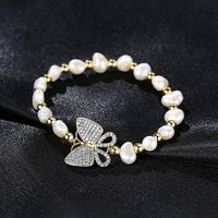 Jinse Ling Schmetterlings Armband Mode Damen Perlen Armband Armband Koreanische Version Des Neuen Kupfer Eingelegten Zirkonium Schmetterling Bankett Armband sku image 3