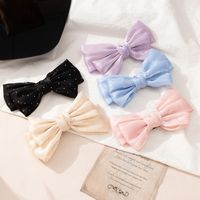 Simple Style Solid Color Headwear Inlaid Rhinestone Bow Shape Hairpin main image 1