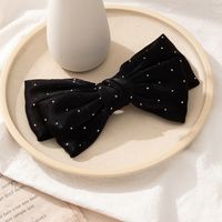 Simple Style Solid Color Headwear Inlaid Rhinestone Bow Shape Hairpin main image 3