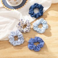 Retro Style Hair Accessories Solid Color Floral Satin Hair Rope Hair Scrunchies sku image 1