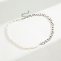 Fashion Baroque Freshwater Pearl Stitching Clavicle Chain Necklace main image 3