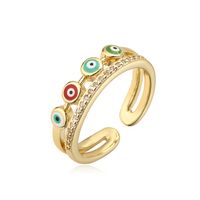 Neue Stil Kupfer Überzug 18k Gold Tropft Öl Zirkon Teufel Auge Offenen Ring sku image 1