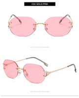 New Style Small Oval Frameless Multicolor Metal Sunglasses sku image 1