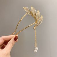 Fashion Elegant Geometric Pearl Tassel Pendant Hairpin Female main image 6