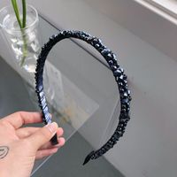 South Korea's New Crystal Full Diamond Headband Summer Simple Hair Hole Steel Ring Thin Edge Headband Wholesale Nihaojewelry sku image 17