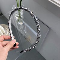South Korea's New Crystal Full Diamond Headband Summer Simple Hair Hole Steel Ring Thin Edge Headband Wholesale Nihaojewelry sku image 19