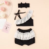 Summer New Solid Color Asymmetric Girls' Sling Three-piece Suit main image 1