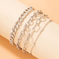 New Fashion Simple Silver Geometric Alloy Anklet 4-piece Set main image 2
