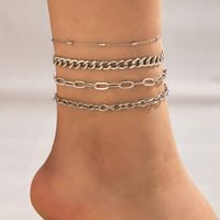 New Fashion Simple Silver Geometric Alloy Anklet 4-piece Set main image 1