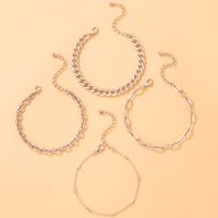 New Fashion Simple Silver Geometric Alloy Anklet 4-piece Set main image 3