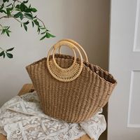 Fashion Straw Woven Women's 2022 New Summer Portable Shopping Basket Bag sku image 1
