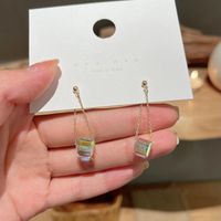 Fashion Tassel Long Geometric Square Transparent Pendant Summer Earrings main image 1