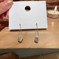 Fashion Tassel Long Geometric Square Transparent Pendant Summer Earrings main image 2