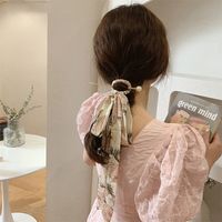 Fashion Elegant Printed Fabric Bow Ribbon Pearl Hair Clasp Hair Accessories main image 1