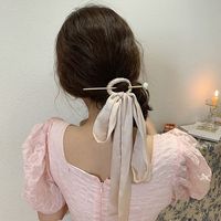 Fashion Elegant Printed Fabric Bow Ribbon Pearl Hair Clasp Hair Accessories main image 4