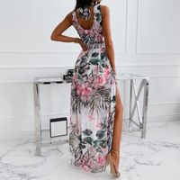 Summer New Style Chiffon Floral Printed Lace Up Women's Dress main image 3