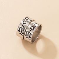 Personality Jewelry Cartoon Love Couple Ring Geometric Letter Ring Set sku image 18