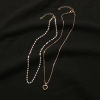 Legierung Kupfer Dunkelgrün Herz-geformt Zirkon Anhänger Künstliche Perle Halskette main image 6