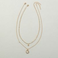 Alloy Double Layer Chain Geometric Moon Chain Alloy Necklace main image 8