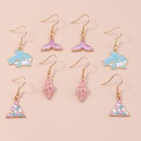 Fashion Ocean Animal Whale Shell Triangle Earrings Set sku image 1