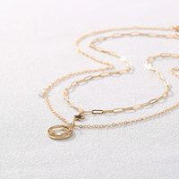 Alloy Double Layer Chain Geometric Moon Chain Alloy Necklace main image 5