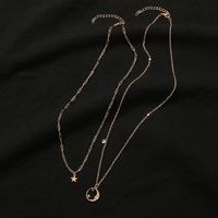 Alloy Double Layer Chain Geometric Moon Chain Alloy Necklace main image 7