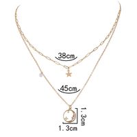 Alloy Double Layer Chain Geometric Moon Chain Alloy Necklace main image 2
