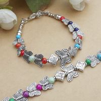 Ethnic Retro Jewelry Butterfly Accessories Colorful Beads Alloy Bracelet main image 3