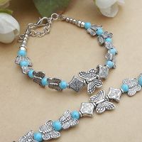 Ethnic Retro Jewelry Butterfly Accessories Colorful Beads Alloy Bracelet main image 4