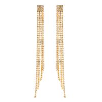 Fashion Simple Long Tassel Rhinestone Inlaid Geometric Earrings sku image 1