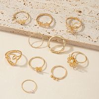 Butterfly Metal Bamboo Joint Simple Ring 10 Piece Set main image 4
