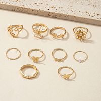 Butterfly Metal Bamboo Joint Simple Ring 10 Piece Set main image 2