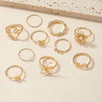 Butterfly Metal Bamboo Joint Simple Ring 10 Piece Set main image 3
