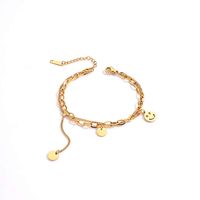 Fashion Creative Hollow Smiley Face Double Layer Plating 18k Golden Copper Bracelet main image 1