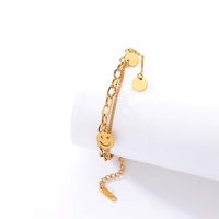 Fashion Creative Hollow Smiley Face Double Layer Plating 18k Golden Copper Bracelet main image 3