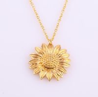 New Simple Cute Golden Sunflower Pendant Clavicle Chain Necklace main image 2