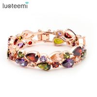 Zircon Fashion Geometric Bracelet  (rose Alloy 17cm) Nhtm0366-rose-alloy-17cm sku image 2