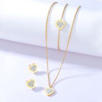 201 Stainless Steel 18K Gold Plated Fashion Plating Heart Bracelets Earrings Necklace main image 2