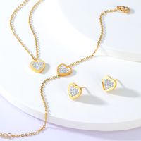 201 Stainless Steel 18K Gold Plated Fashion Plating Heart Bracelets Earrings Necklace main image 3