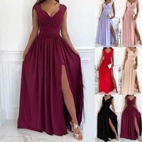 Sommer Ärmellose Spitze Backless Slit Frauen Kleidung Einfarbig Kleid main image 10