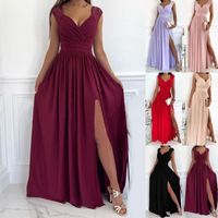 Summer Sleeveless Lace Backless Slit Women's Clothing Solid Color Dress main image 1