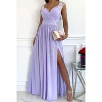 Summer Sleeveless Lace Backless Slit Women's Clothing Solid Color Dress main image 3
