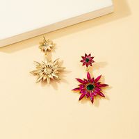 New Fashion Ethnic Stitching Colorful Sunflower Crystal Female Alloy Earrings main image 3