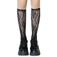 Solid Color See-through Embroidery Mesh Stockings main image 3